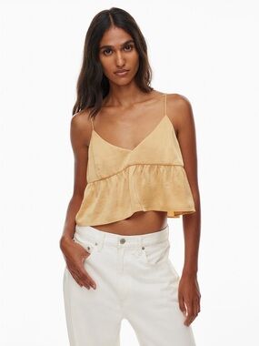 Aritzia Satin Tiered Camisole - Light Tan